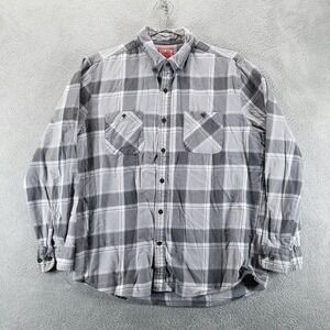 VTG Big Mac Shirt Mens Large Gray Plaid Flannel Workwear Button Down Long Sleeve